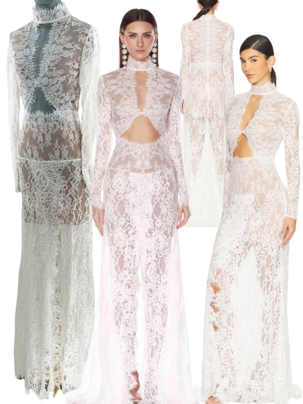 🆕 BRONX & BANCO 🧿 NWOT Eleanor Lace Cut Out Gown, White - Sz M US 6